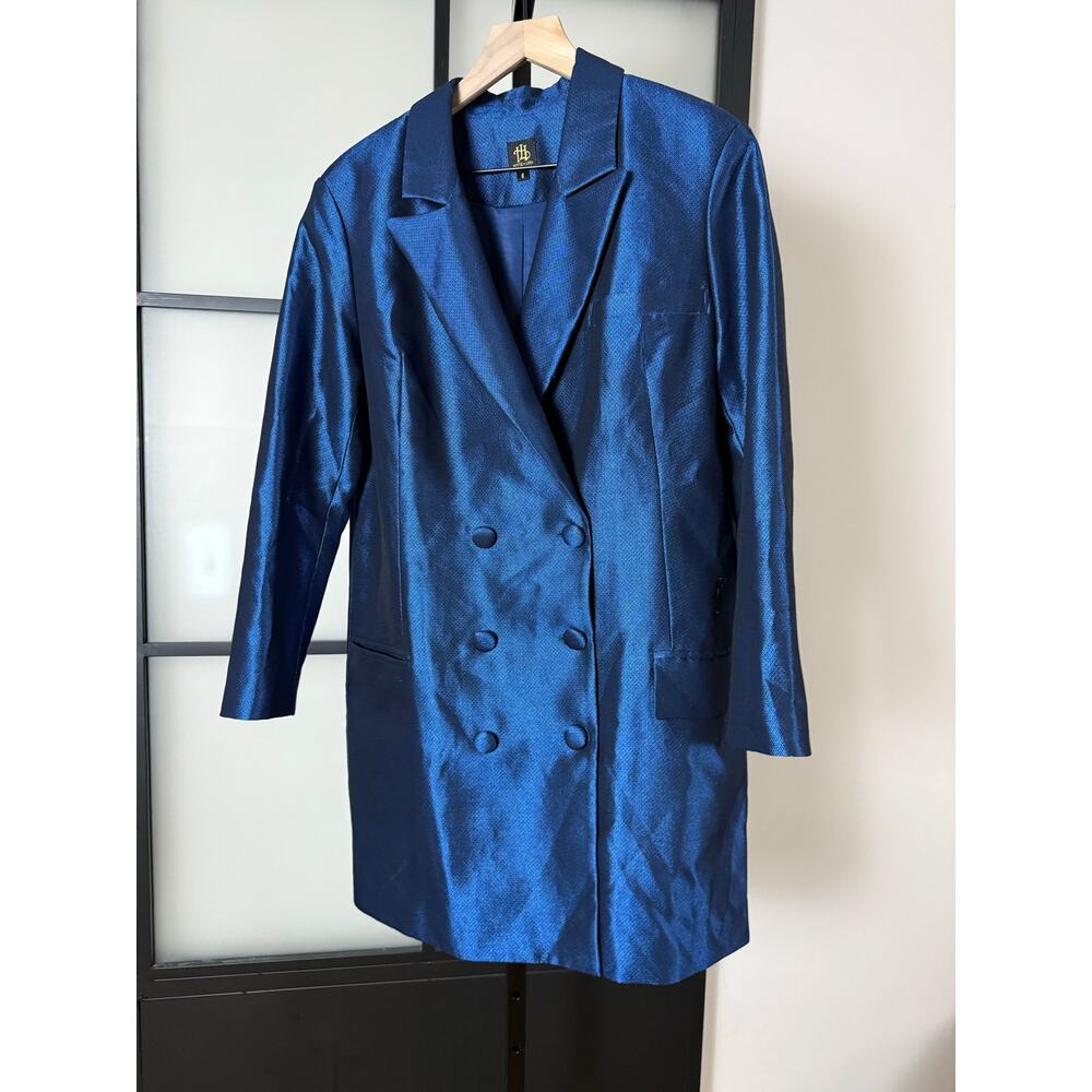 Hottie & Lord Metallic Blue Long Blazer Size 6